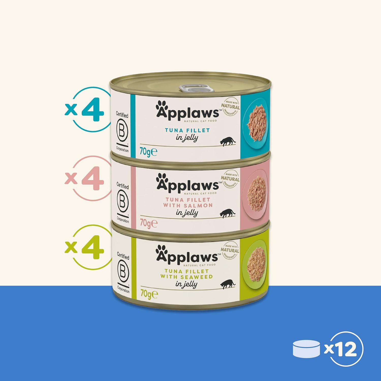 Applaws Cat lata Selec Pescado gelatina Multi - Pack 12 x 70 gr