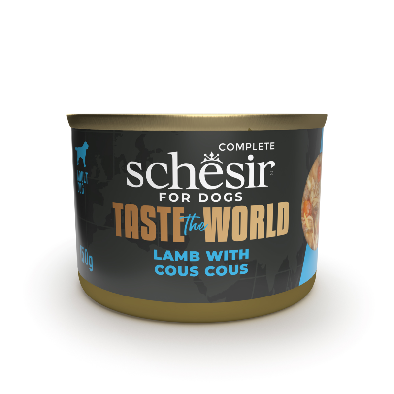 Schesir DOG TASTE THE WORLD Lata Cordero con Cous Cous en Caldo 150 g