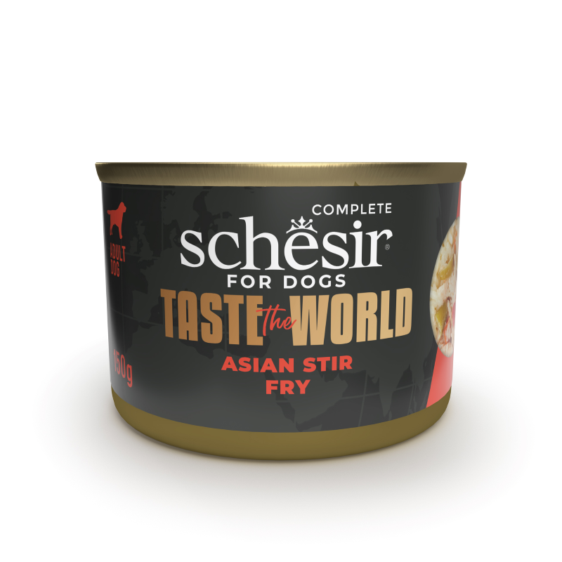Schesir DOG TASTE THE WORLD Lata Asian Stir Fry en Caldo 150 g