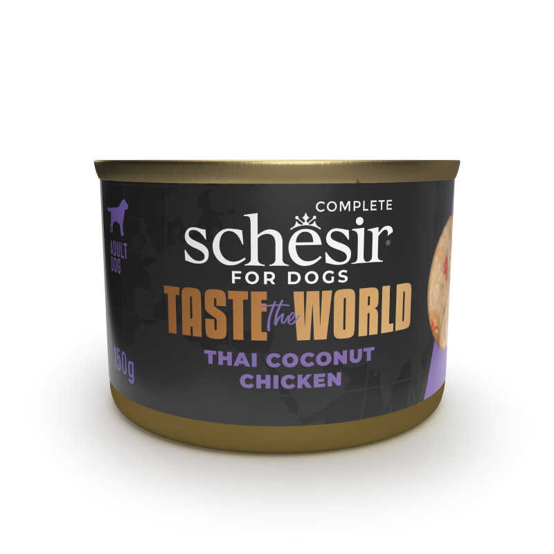 Schesir DOG TASTE THE WORLD Lata Thai Coconut Pollo en Caldo 150 g