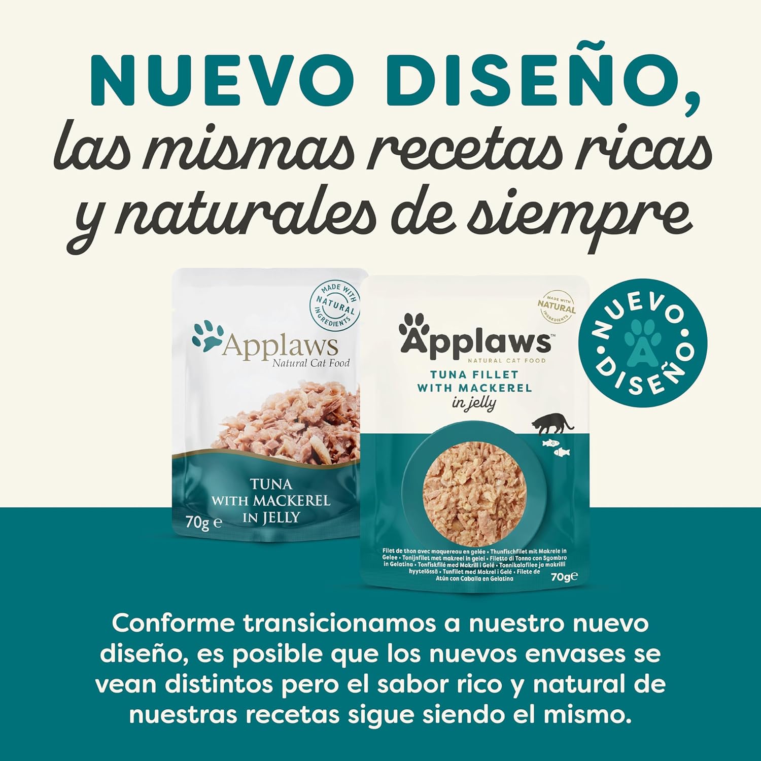 Applaws Cat Sobre Filete De Atun Caballa gelatina - Pack 16 x 70 gr