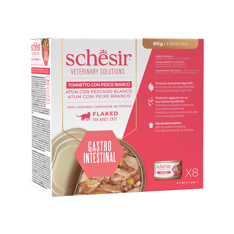 Schesir CAT VET GASTROINTESTINAL Filetes Caldo de Pescado (8 x 80 g)