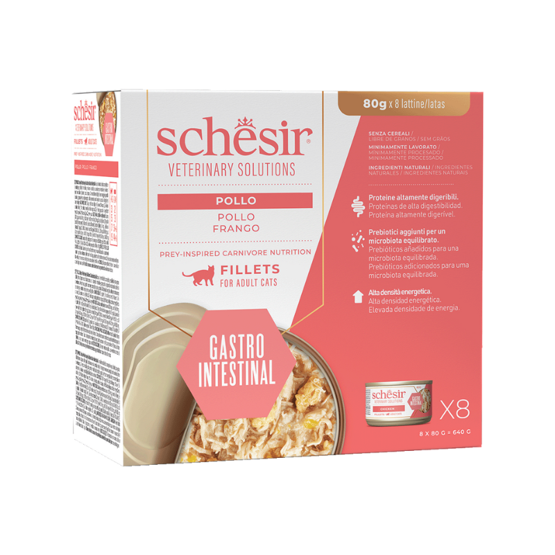 Schesir CAT VET GASTROINTESTINAL Filetes Caldo de Pollo (8 x 80 g)