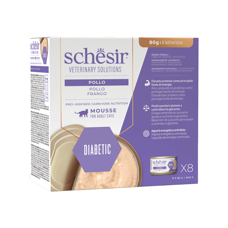 Schesir CAT VET DIABETIC Mousse Pollo (8 x 80 g)