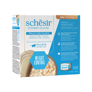 Schesir CAT VET WEIGHT CONTROL Filetes Caldo de Pollo y Pescado (8 x 80 g)