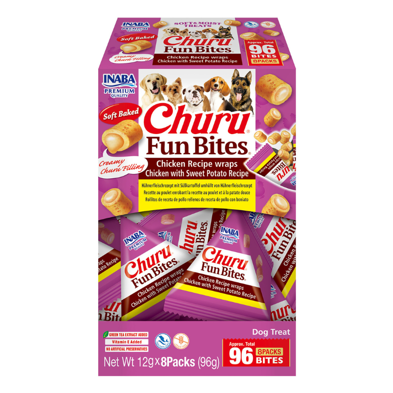 Churu DOG Fun Bites Receta de Pollo con Boniato (8 x 12 g)