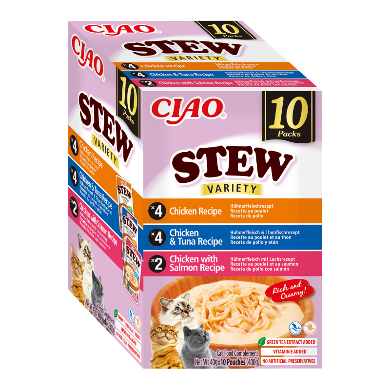 Stew CAT Multipack Receta de Pollo, Atún y Salmón (10 x 40 g)