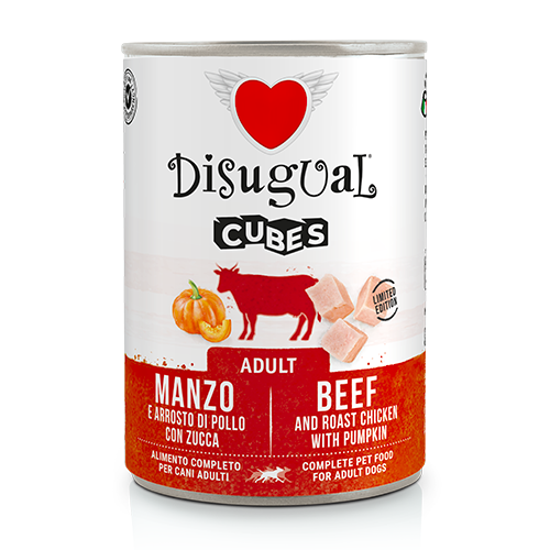 Disugual Dog CUBES Ternera, Pollo asado y Calabaza (6 x 400 g)