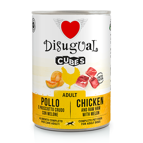 Disugual Dog CUBES Pollo, Jamón Crudo y Melón (6 x 400 g)