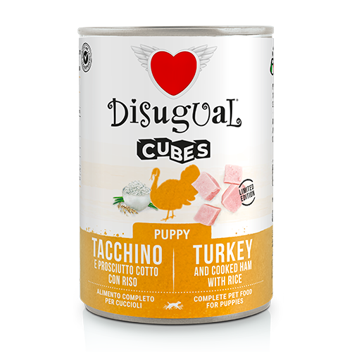 Disugual Dog CUBES PUPPY Pavo, Jamón cocido y Arroz (6 x 400 g)