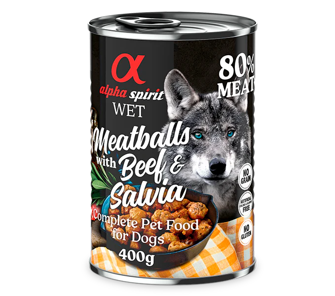 Alpha Spirit Perros Albondigas Buey Salvia Caja 6X400GR