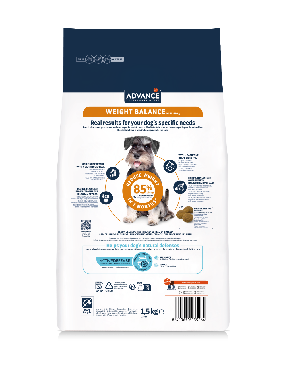 Advance Veterinary Diets Weight Balance Mini - reverso del envase