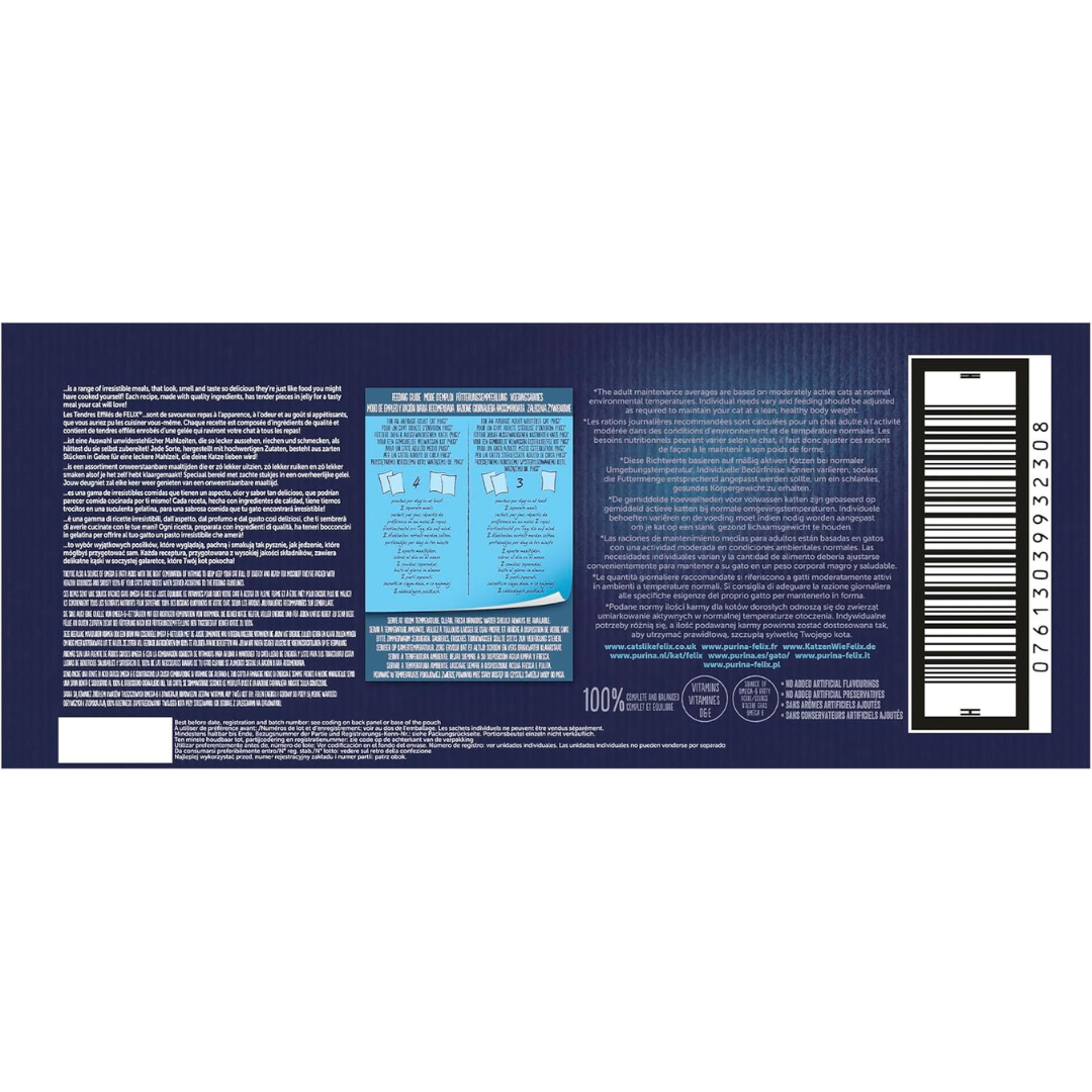 FELIX Fantastic, Comida Húmeda para Gato Adulto, Gelatina, Surtido de Buey, Pollo, Salmón y Atún, Pack de 44 Sobres de 85 g