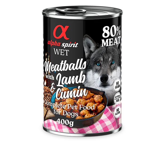 Alpha Spirit Perros Albondigas Cordero Comino Caja 6X400GR