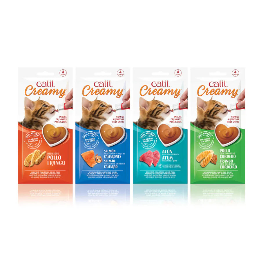 Snacks cremosos para gatos Catit Creamy – 4 Tubos Pollo y Cordero