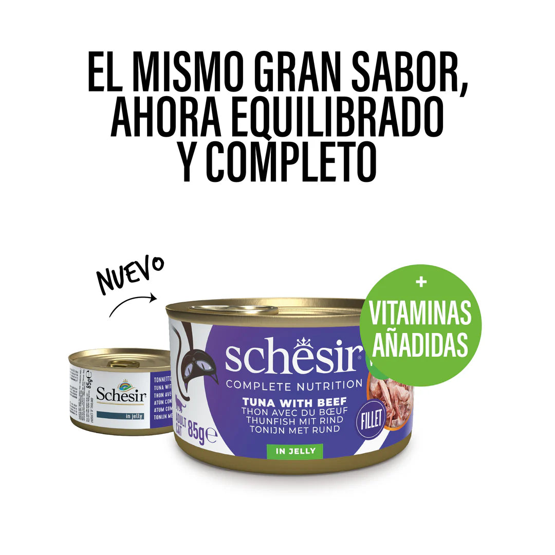 Schesir CAT Lata Atún con Vacuno en Gelatina 85 g