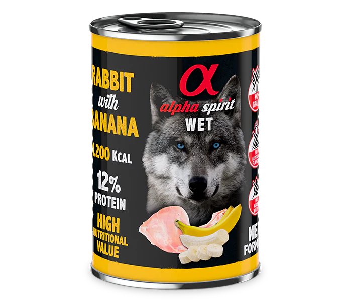 Alpha Spirit Perros Conejo Con Platano lata 6X400GR